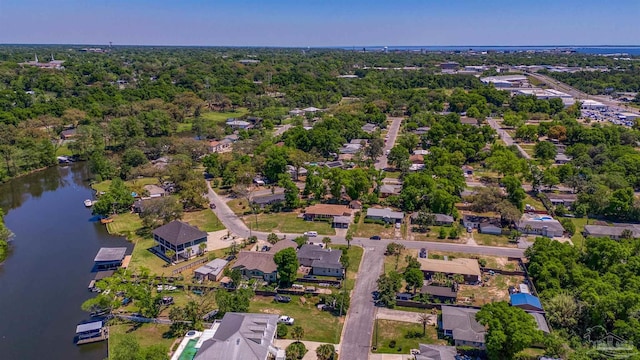 aerial view with a residential view and a water view