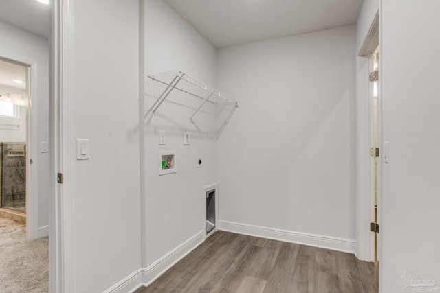 1825 Peace Ter, Cantonment, FL 32533 - laundry area featuring wood finished floors, hookup for an electric dryer, baseboards, laundry area, and washer hookup