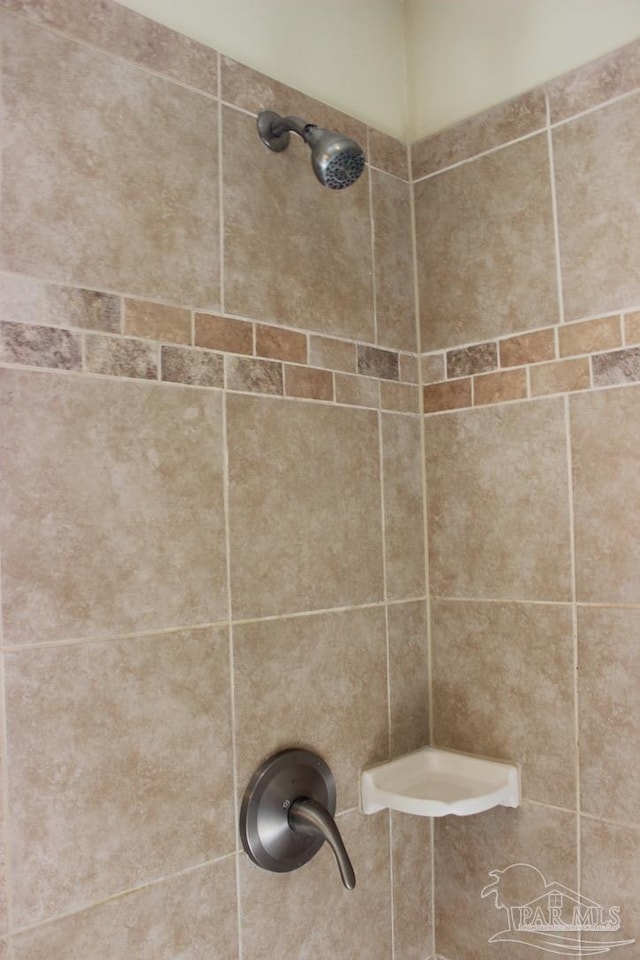 details with a tile shower