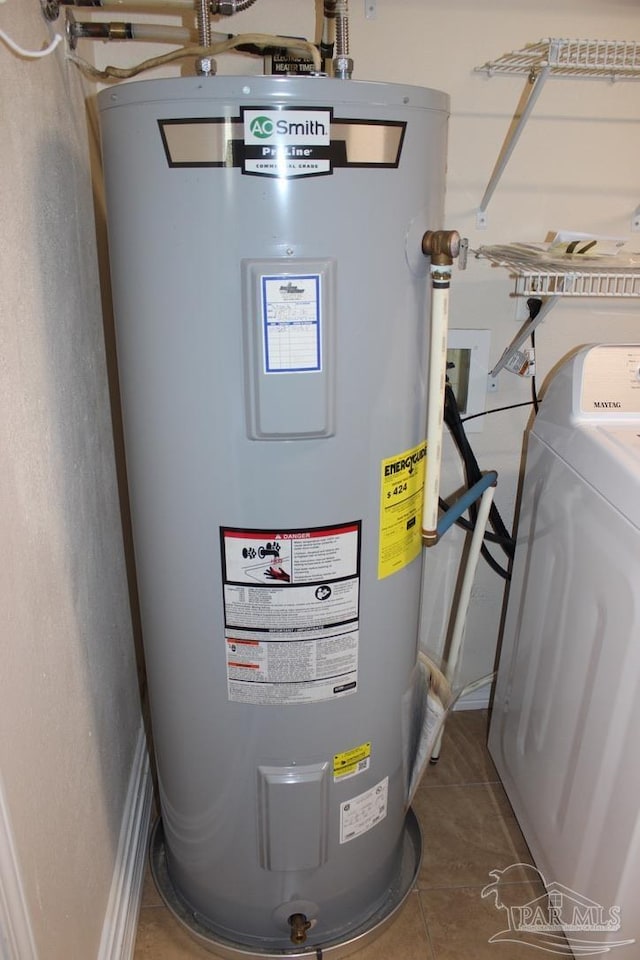 utilities with washer / clothes dryer and electric water heater