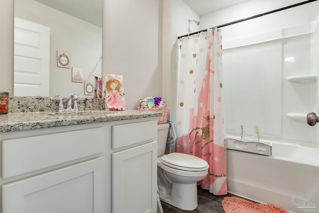 10869 Blacktail Loop, Pensacola, FL 32526 - bathroom with wood finished floors, toilet, vanity, and a shower with curtain