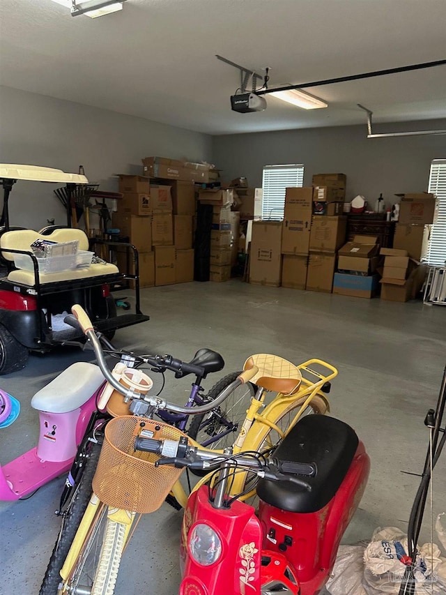 garage with a garage door opener