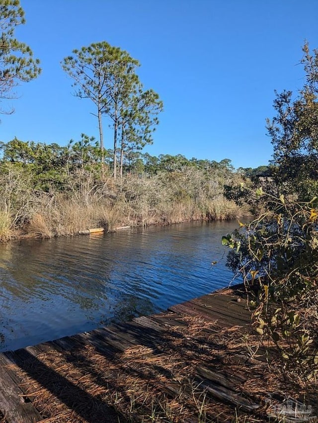 view of dock featuring a water view