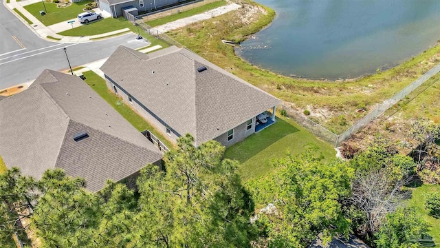 bird's eye view featuring a water view