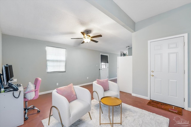 home office with ceiling fan