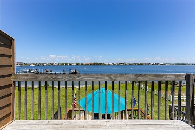 342 Ft Pickens Rd, Pensacola Beach, FL 32561 - deck with a water view and a yard
