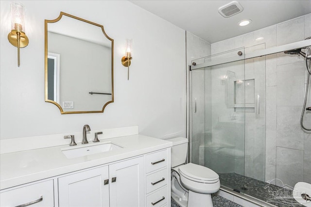 342 Ft Pickens Rd, Pensacola Beach, FL 32561 - bathroom featuring toilet, a stall shower, and vanity