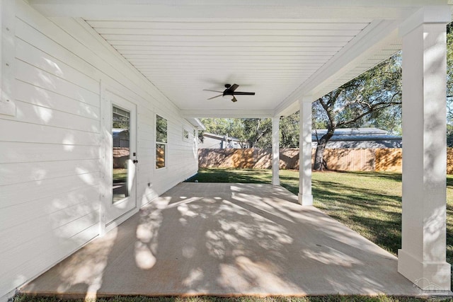 view of patio with ceiling fan