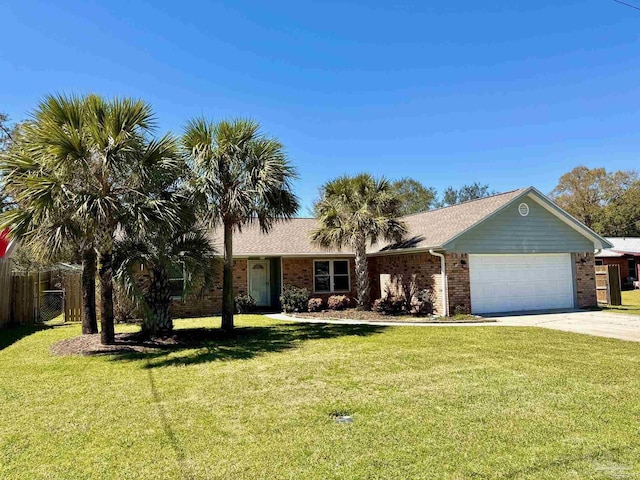 2759 Pleasant Bay Ct, Navarre, FL 32566 - ranch-style house with an attached garage, brick siding, and a front yard