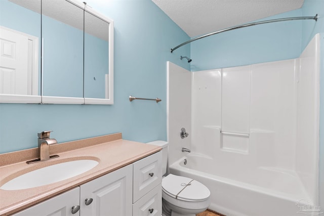 2759 Pleasant Bay Ct, Navarre, FL 32566 - bathroom featuring vanity, toilet, a textured ceiling, and tub / shower combination