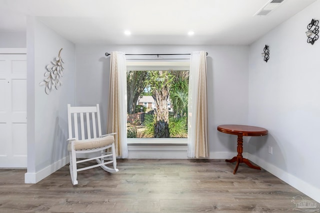 sitting room featuring wood-type flooring