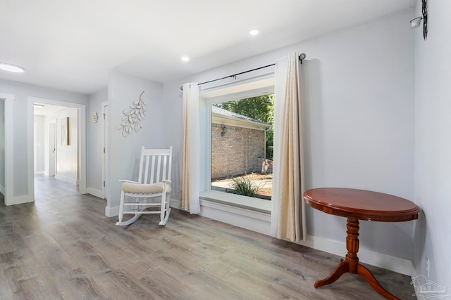 unfurnished room with light hardwood / wood-style flooring