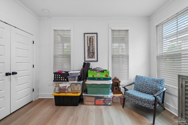 1550 W Romana St, Pensacola, FL 32502 - living area featuring wood finished floors, crown molding, and baseboards