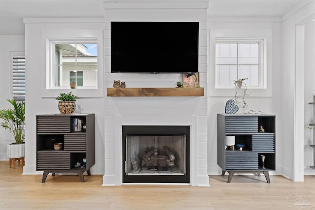 1550 W Romana St, Pensacola, FL 32502 - living area with wood finished floors and a fireplace