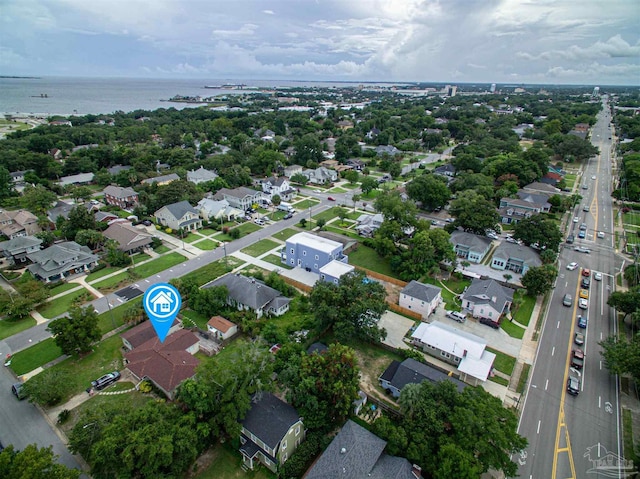 bird's eye view featuring a water view