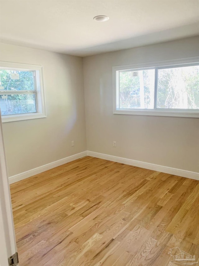 empty room with light wood-type flooring