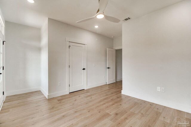 608 E Leonard Unit A & B, Pensacola, FL 32503 - unfurnished bedroom featuring recessed lighting, light wood-style flooring, baseboards, and ceiling fan