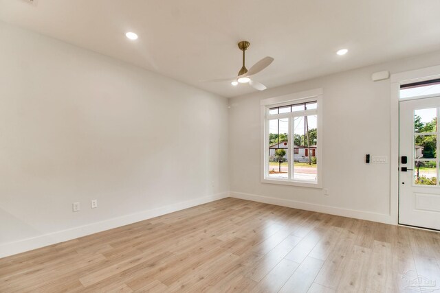 608 E Leonard Unit A & B, Pensacola, FL 32503 - foyer with ceiling fan, baseboards, light wood-style flooring, and recessed lighting