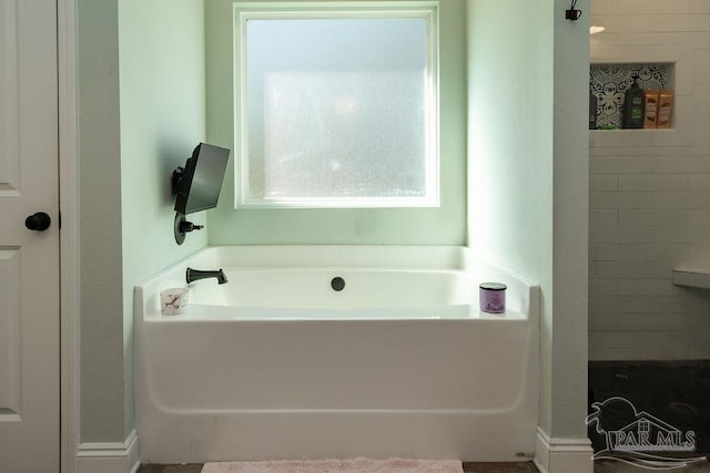 bathroom with a washtub