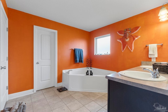 3972 Flour Mill Cir, Pace, FL 32571 - full bathroom with a bath, baseboards, tile patterned floors, and double vanity