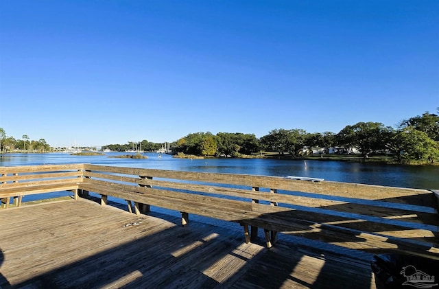 view of dock featuring a water view