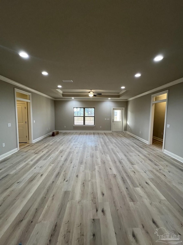6607 Rocky Shores Rd, Milton, FL 32583 - unfurnished room with crown molding, ceiling fan, recessed lighting, and light wood finished floors