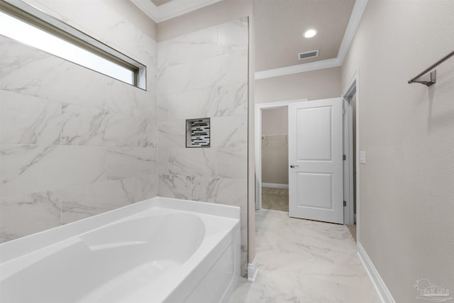 bathroom with crown molding