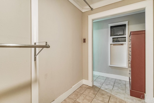 bathroom with tile patterned floors