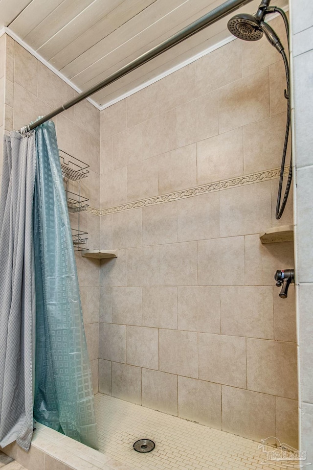 bathroom featuring a shower with shower curtain