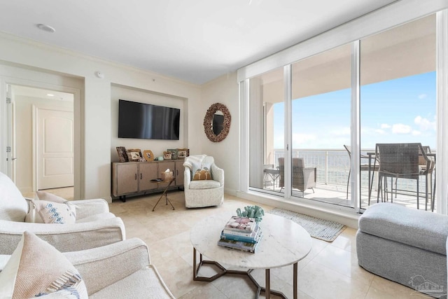 view of tiled living room