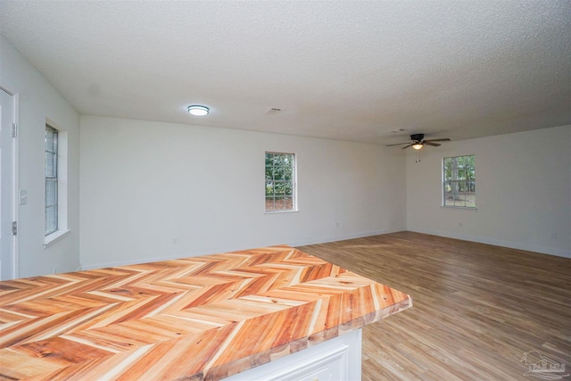 unfurnished bedroom with multiple windows, light hardwood / wood-style floors, and a textured ceiling