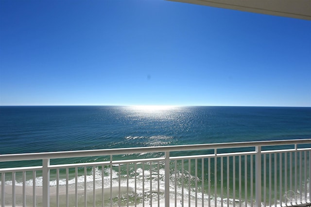 view of water feature with a view of the beach