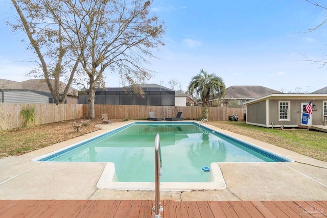 view of pool featuring a wooden deck