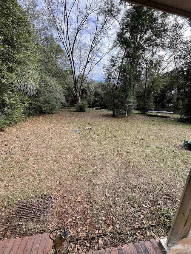 view of yard with a trampoline