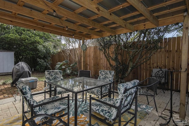 view of patio with area for grilling