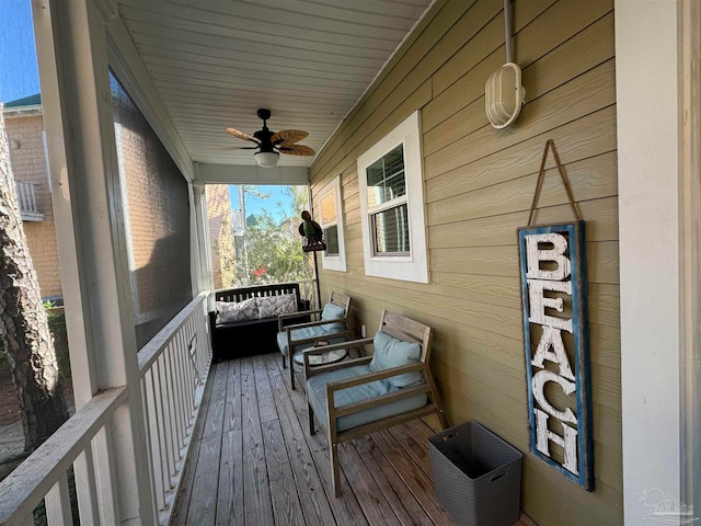 deck featuring ceiling fan