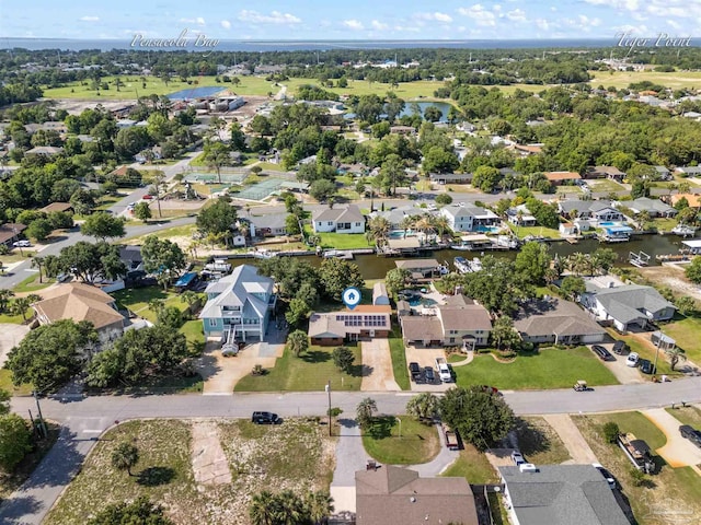 3332 Laurel Dr, Gulf Breeze, FL 32563 - aerial overview of property's location featuring nearby suburban area and a nearby body of water