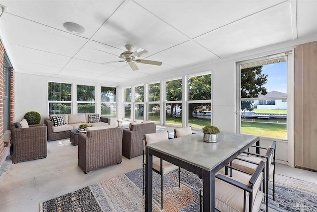 3332 Laurel Dr, Gulf Breeze, FL 32563 - sunroom / solarium with a ceiling fan, an outdoor living space, and outdoor dining area