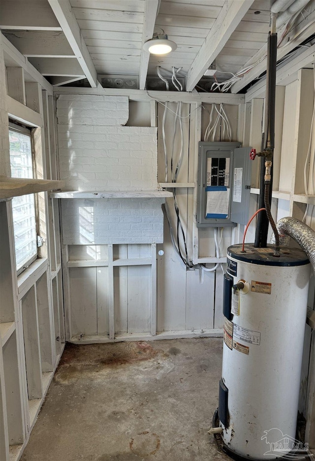 utilities with electric panel and water heater