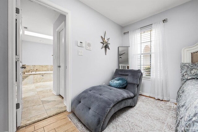 living area featuring hardwood / wood-style flooring