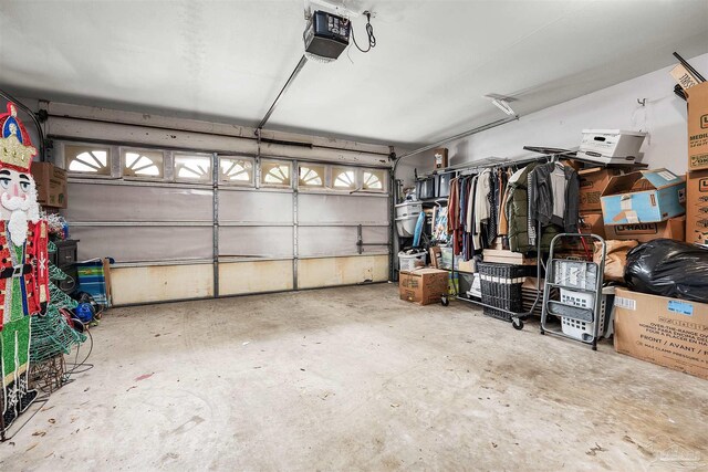 garage with a garage door opener