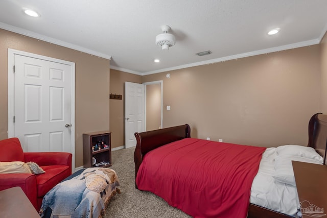 2215 Seascale Ct, Navarre, FL 32566 - bedroom with recessed lighting, ornamental molding, carpet floors, and baseboards