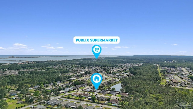 2215 Seascale Ct, Navarre, FL 32566 - aerial overview of property's location featuring a nearby body of water and nearby suburban area