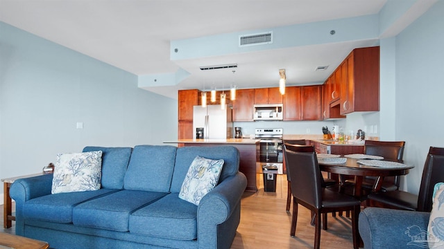 living room featuring light hardwood / wood-style floors