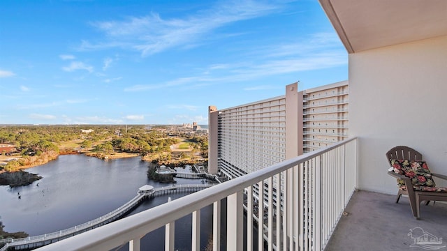 balcony with a water view