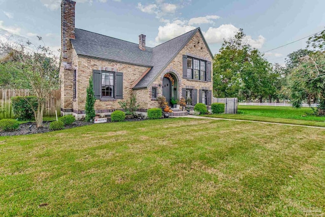 tudor home featuring a front yard