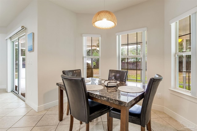 tiled dining space featuring a wealth of natural light