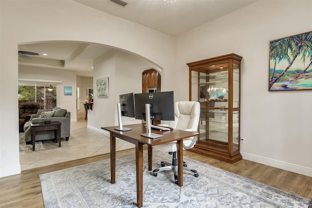 office area featuring light wood-type flooring