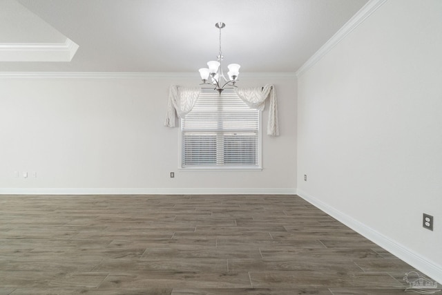 2339 Habersham Ln, Cantonment, FL 32533 - interior space with an inviting chandelier, baseboards, ornamental molding, and dark wood-style flooring