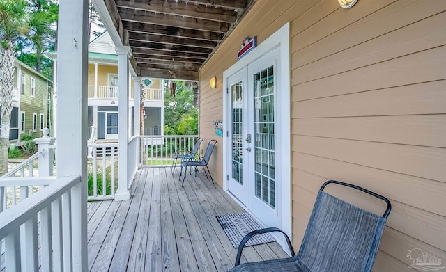 deck featuring french doors